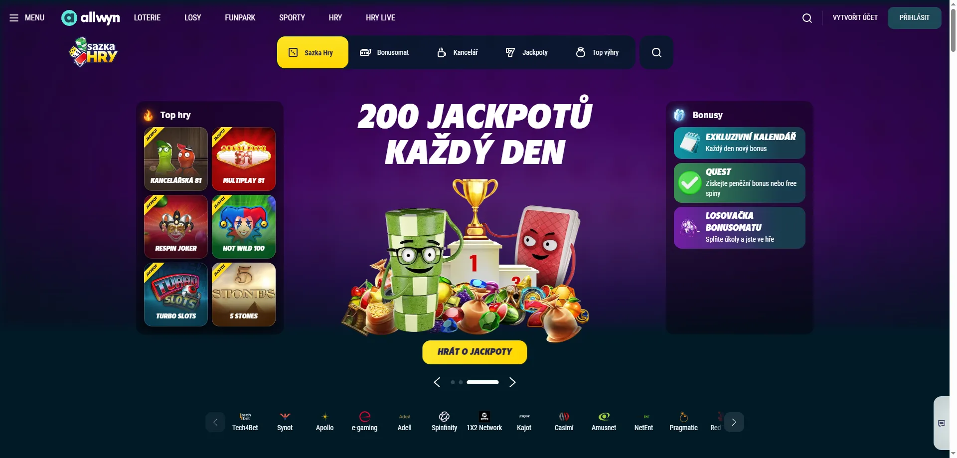 Sazka Casino oficiální web 2026 – přehled her a bonusů